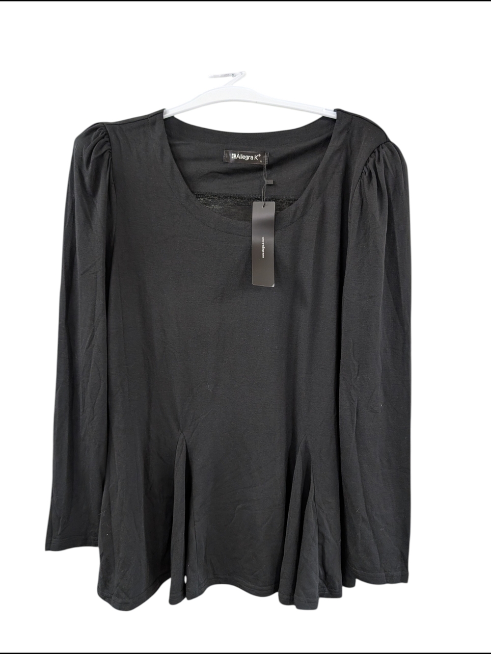 Zara Black Long Sleeve Scoop Neck Top